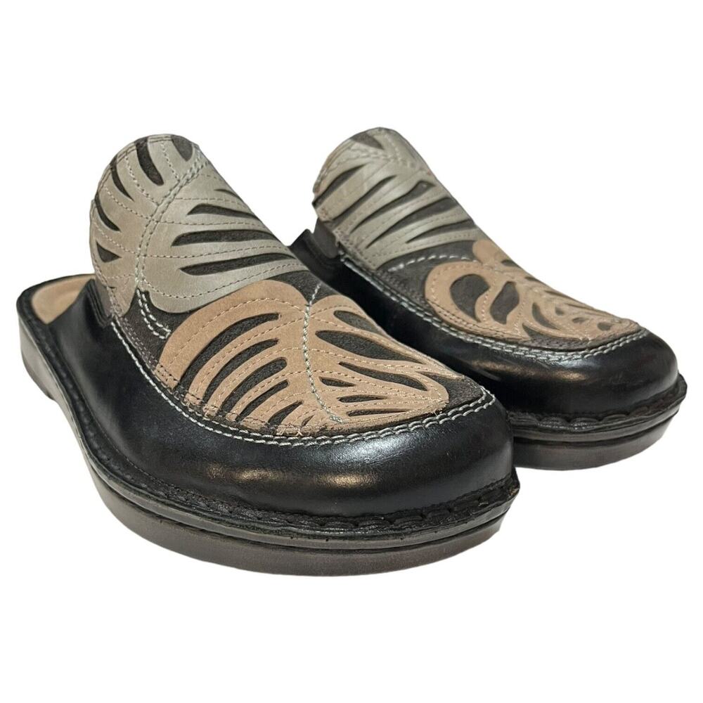 Naot Shoes Womens 38 Zafra Leather Slip On Comfort Clogs Palm Leaf Black - Picture 13 of 13